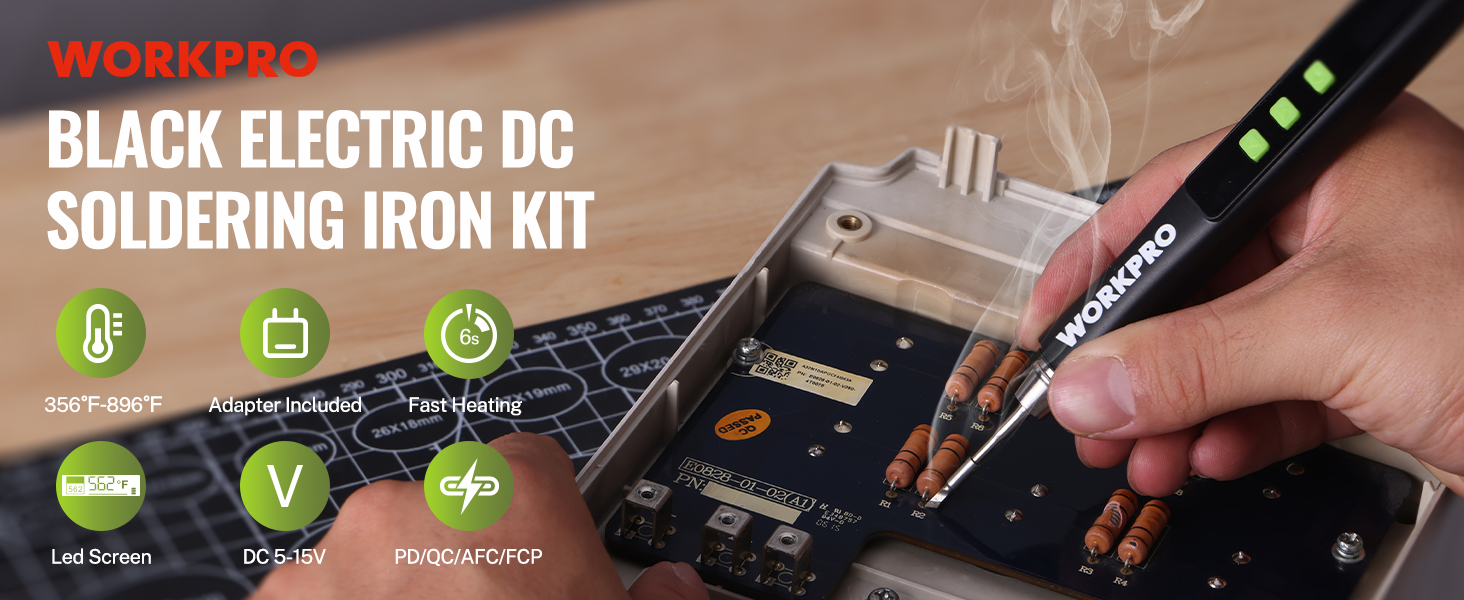 WORKPRO BLACK ELECTRIC DC SOLDERING IRON KIT