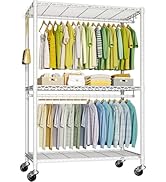 FUTASSI P3 Plus Rolling Clothes Rack, Clothing Racks for Hanging Clothes, Heavy Duty Garment Rack...