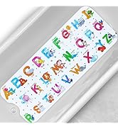 Linoows Baby Bath Tub Mat, Extra Large Non Slip Kids Cartoon Bathtub Shower Mats with Suction Cup...