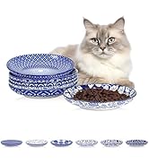 Selamica Ceramic Cat Bowls, 6 Inch Wide Shallow Cat Food Bowl for Relief Whisker Fatigue, Set of ...