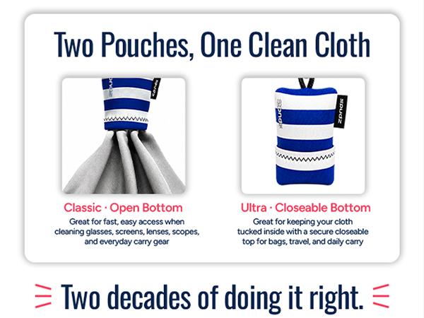 Ultra Microfiber Lens Cleaner Bottom Clip-On Pouch Washable Binoculars, Scopes, Glasses, Screens
