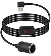 YANBORONSN USB A to 12V Cigarette Lighter Adapter Cable with Digital Display,USB A to 12V Female ...