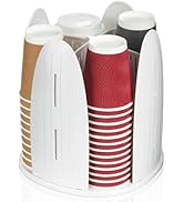 MYITYARD Rotating Coffee Cup Dispenser, Paper Cup Holder with 4 Compartments, Cup and Lid Organiz...