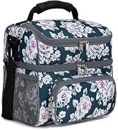 FlowFly Double Layer Cooler Insulated Lunch Bag Adult Lunch Box Large Tote Bag for Men, Women, Wi...