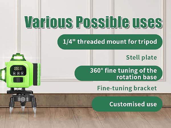 Laser Level 360 Self Leveling with Tripod,4D Lazer Level,4x360° Cross Line Laser for Construction