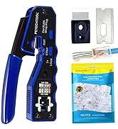 PETECHTOOL RJ45 Crimp Tool All-in-one Crimping Tool Ethernet Cable Crimper Stripper Cutter for Pa...