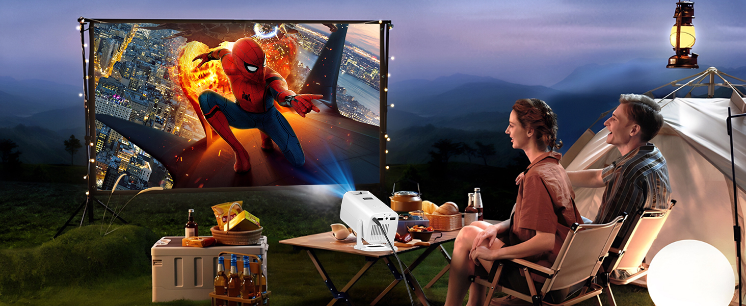 Bluetooth 5.3 mini projector with built-in Hi-Fi stereo speakers