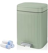 rejomiik Small Bathroom Trash Can with Lid 2.1 Gallon Soft Close Step Slim Garbage Can Waste Bin ...