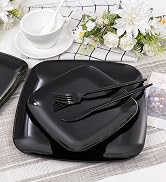 black square plastic plates