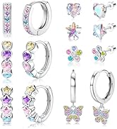 BESTEEL 7 Pairs Hypoallergenic Silver Huggie Hoop Earrings for Girls Women Small Surgical Steel S...