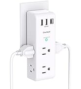 Surge Protector Outlet Extender - with Rotating Plug, 6 AC Multi Plug Outlet with 3 USB Ports (1 ...