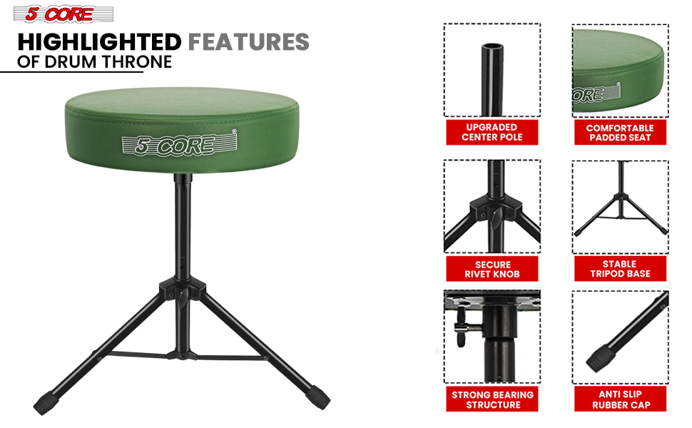 Drum Throne Padded Guitar Stool Music Chair for Adults and Kids