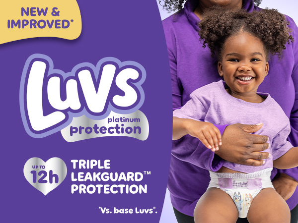 Luvs platinum protection. up to 12 hour triple leakguard protection