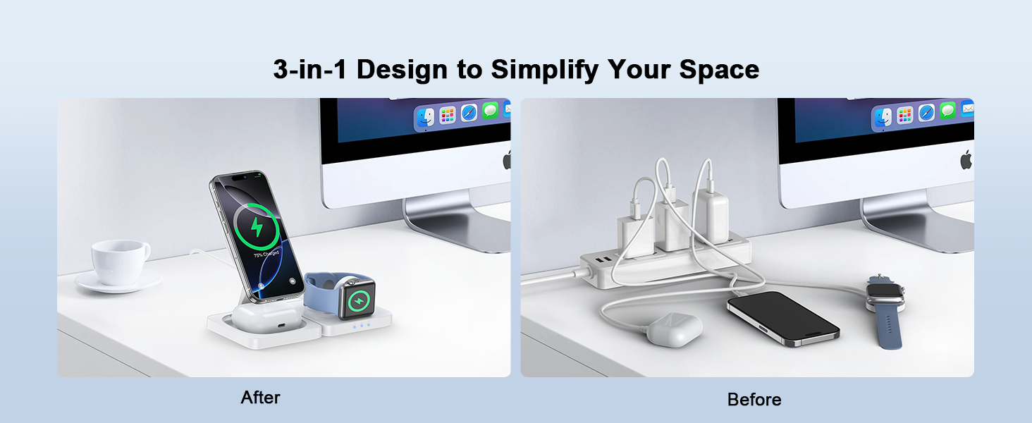 magsafe phone and watch charging station