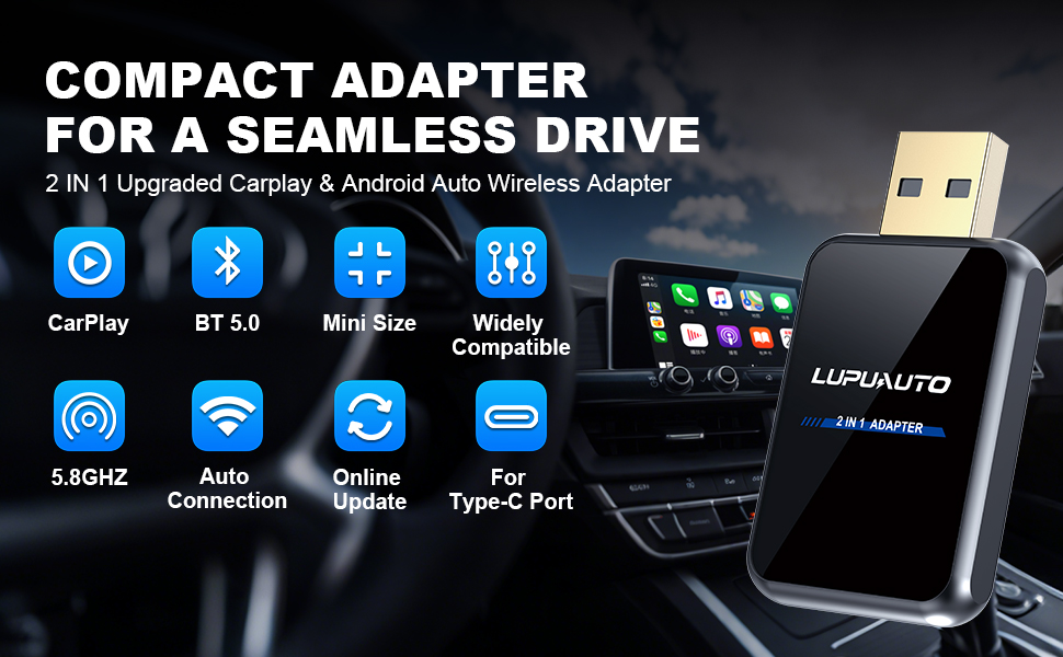 2-in-1 Mini Wireless Car Carplay Adapter