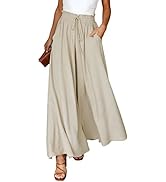 Dokotoo Pants for Women Casual Elastic Waist Wide Leg Pants with Pockets