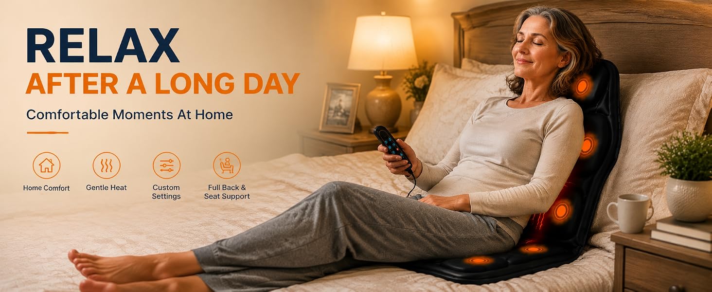 Unwind at home with soothing warmth massage cushion.