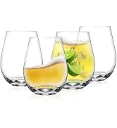 Stemless Wine Glasses, 21 Ounce Set of 4 - Durable, Lead-Free Crystal Clear Glassware for Red, Wh...
