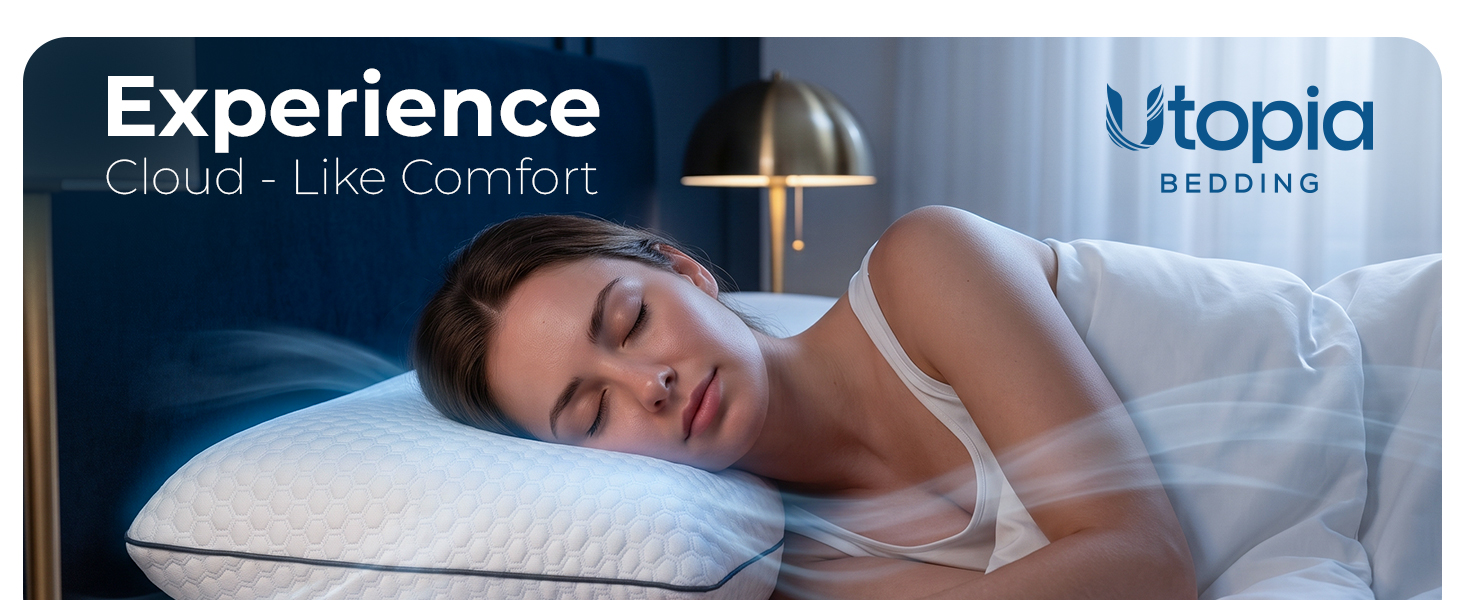 Memory foam pillow queen size bed pillows for sleeping design for back side and stomach sleeper