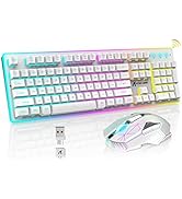 A.jAZZ Wireless Gaming Keyboard and Mouse Combo,12 RGB Chroma Backlit, Rechargeable 4200mAh Batte...