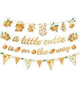 NICROHOME EUR Baby Shower Decorations, 4PCS Glitter A Little Cutie Is On The Way Banners, Orange ...