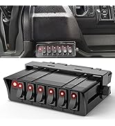 Nilight - 6 Gang Rocker Switch Box SPST Toggle Switch Panel 12V 24V 20A Switch Panel 60Amp Max fo...
