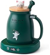 Bsigo Coffee Mug Warmer &amp; Cute Cat Mug Set, Candle Mug Warmer for Home &amp; Office, Electric Smart C...