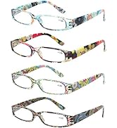 Kerecsen Women's Reading Glasses 4 Pairs Ladies Fashion Spring Hinge Readers