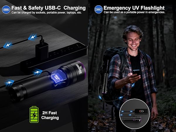 black light flashlight rechargeable