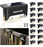 JACKYLED 16 Pack, Step Lights Waterproof LED Solar Power Outdoor Fence Light for Deck Stair Raili...
