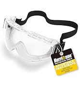HURRICANE PVC Safety Goggles, UV400 Clear Lenses, Anti-Fog Function, Adjustable Elastic Head Strap