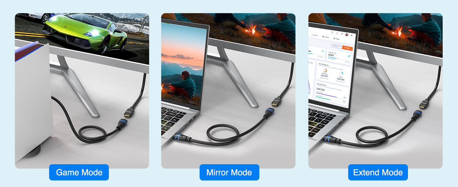 BLUERIGGER hdmi extender lead game mode mirror mode extend mode 3ft 6ft 10ft 1.5ft 15ft 30ft 20ft