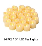 Led Flameless Flickering Votive Tea Lights Candles Battery Powered Set of 24 / Realistic Outdoor ...