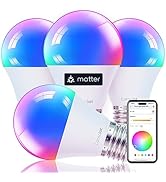 Consciot Smart Light Bulbs, Matter Color Changing LED Light Bulb, A19 E26 RGBTW Light Bulbs that ...
