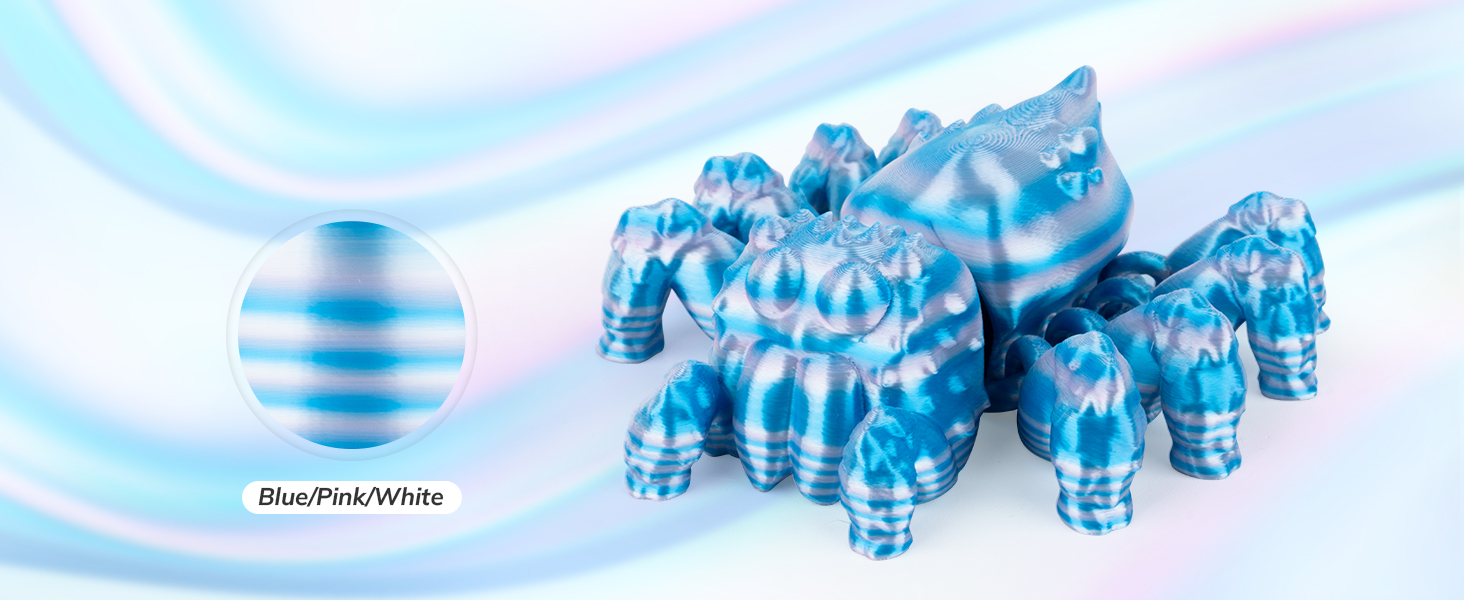 Silk PLA 3D Printer Filament, Shiny Multicolor Rainbow PLA Filament 1.75mm, Fast Color Change PLA
