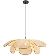 GloMuse Rattan Pendant Light Boho Chandelier Flower Chandelier Light Hand-Woven Rattan Hanging La...