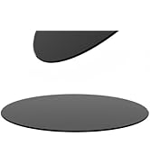 Styptika 20 Inch Round Glass Table Top,Black Tempered Glass Table Surface for Outdoor and Indoor ...