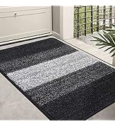 Kitinjoy Indoor Outdoor Door Mat, 36x24 Non-Slip Absorbent Dirt Trapper, Low-Profile Washable Ins...
