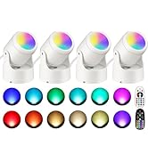 URTOM 4 Pack 6W RGBW Uplighting Indoor Color Changing Up Lights Indoor with Remote Dimmable LED C...