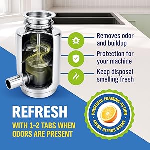 garbage disposal cleaner deodorizer foaming tablets sink drain odor remover kitchen refresh
