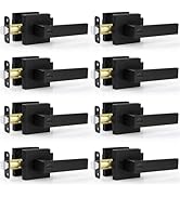 Estmoon 8 Pack Door Handles Black Interior Door Knobs, Keyless Privacy Door Levers with Lock Heav...