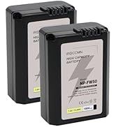 iROCCMIN 2Pcs NP-FW50 Battery,1800mAh for Sony ZV-E10, Alpha a6500, Alpha a6300, Alpha a6000, Alp...