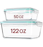 Vtopmart 122oz+50oz Large Glass Food Storage Containers with Airtight Lids, Big Glass Containers ...