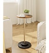 Masupu Drink Table, Round Side Table for Small Spaces, Pedestal Small End Table with Metal Base, ...