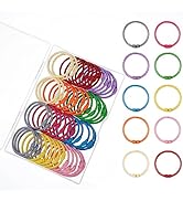 Antner 50PCS Metallic Loose Leaf Binder Rings 1 1/5 Inch Colorful Book Rings, Metal Steel Paper R...