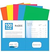Two Pocket Folders, RAZCC 100 Pack File Folders with Pockets Fit Letter Size Paper, Thick Paper F...