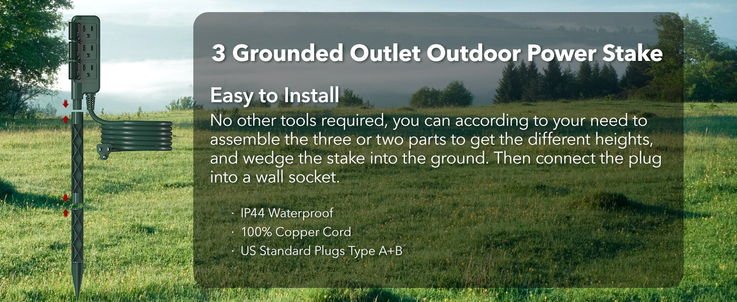 3 outlet power stake