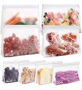 SPLF 8 Pack Dishwasher Safe Reusable Storage Bags ( 4 Half Gallon Freezer Bags, 4 Reusable Sandwi...
