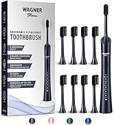 Wagner &amp; Stern ultrasonic whitening Electric Toothbrush with 8 Charcoal Black Brush Heads. for Fr...