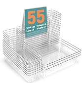 VEXTHYX 55Pcs Clear Plastic Drawer Organizers Set, 4size makeup drawer organizer trays for vanity...